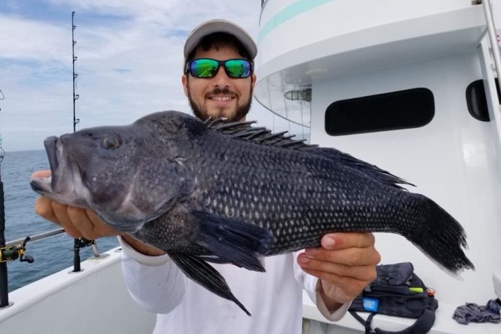 a person holding a fish